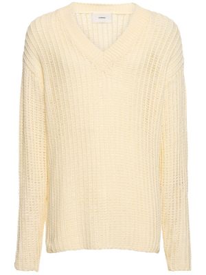 Suéter de punto con escote v Commas blanco