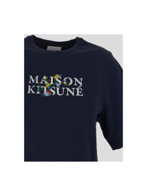 Camiseta con bordado de flores Maison Kitsuné