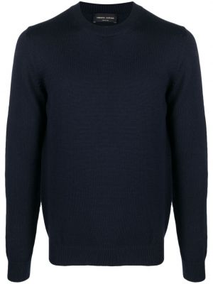 Vlnený sveter z merina s okrúhlym výstrihom Roberto Collina modrá