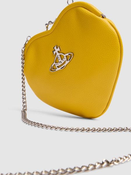 Kožená taška z imitace kůže se srdcovým vzorem Vivienne Westwood žlutá
