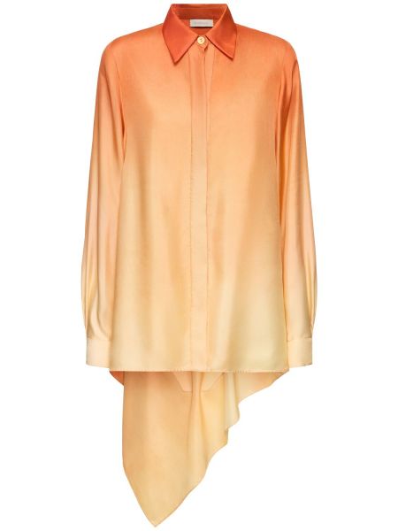 Asymetrická hodvábna košeľa Zimmermann oranžová