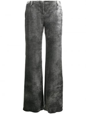 Sametové kalhoty s nízkým pasem Alberta Ferretti stříbrné