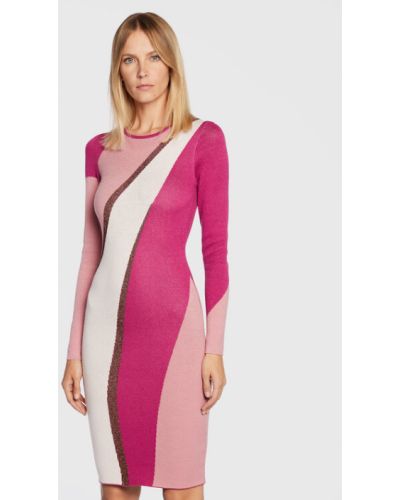 Viszkóz slim fit kötött ruha Fracomina - rózsaszín