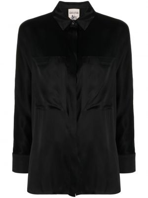Сатенена риза с дълъг ръкав Semicouture черно