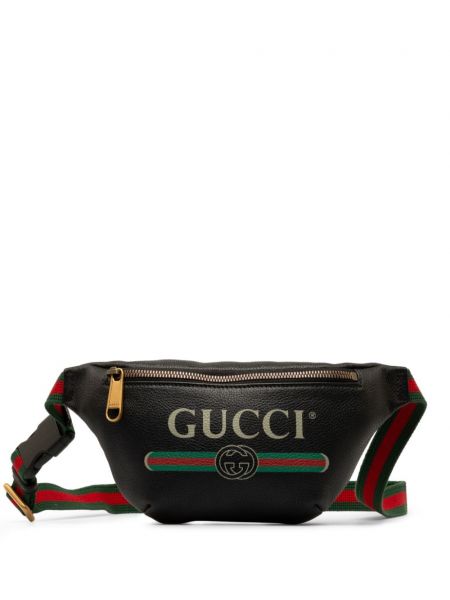 Raštuotas iš natūralios odos diržas Gucci Pre-owned