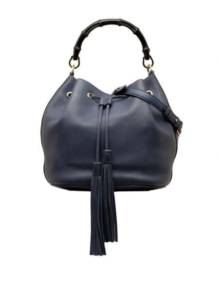 Kožna lančane torbe od bambusa Gucci Pre-owned plava