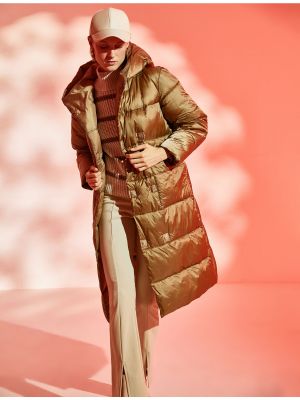 Fleecový kabát s kapucňou Koton hnedá