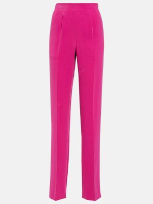 Rovné kalhoty s vysokým pasem Roland Mouret růžové
