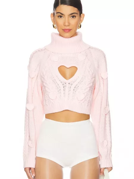 Kalp desenli süveter For Love And Lemons pembe