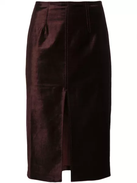 Velour slids nederdel Forte_forte brun