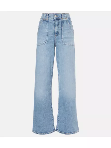 Jeans med vida ben med hög midja med fickor Frame blå