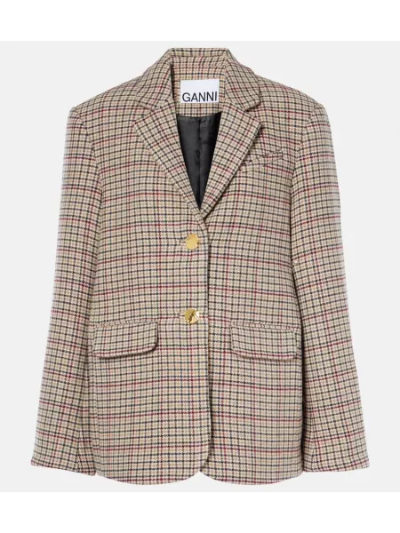 Ternet blazer i uld Ganni beige