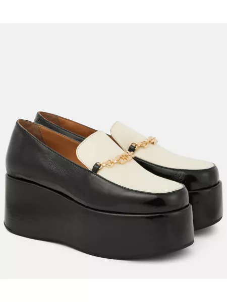 Platå skinn loafers med imitert skinn Ganni svart