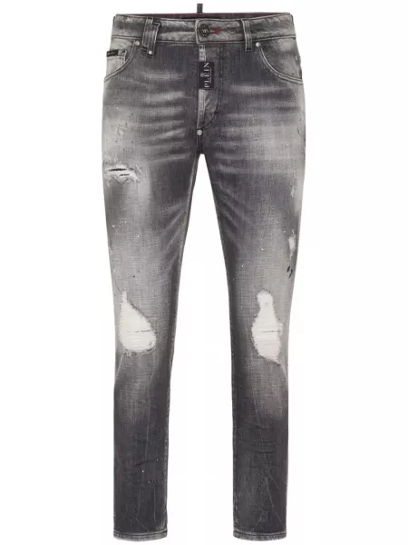 Skinny fit naarmuilla farkut 7/8 Philipp Plein harmaa