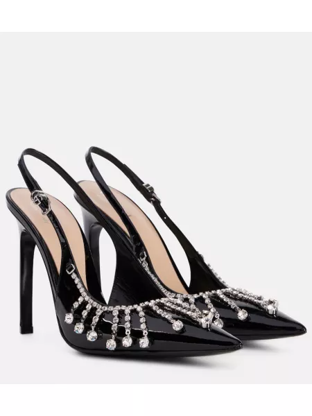 Pumps i läder i lackläder med slingback Gucci svart