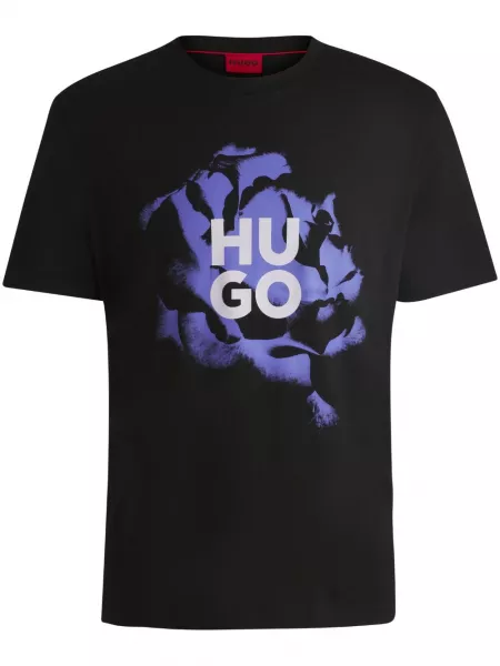 T-shirt med print Hugo sort