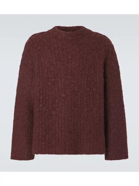 Mohair alpakka strikkegenser Jil Sander burgund