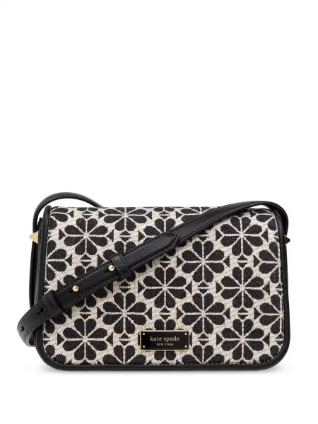 Blomstret skuldertaske i jacquard stof Kate Spade sort