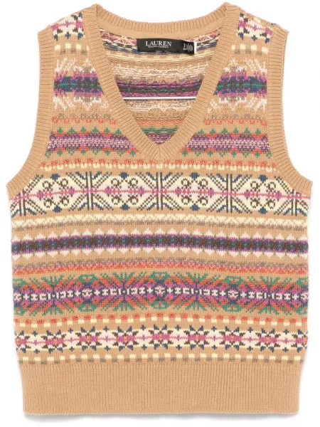 Vest med print i jacquard stof Lauren Ralph Lauren brun