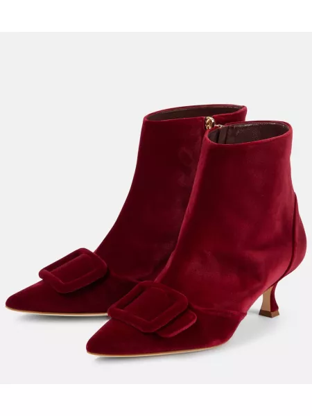 Kadife ayak bileği botları Manolo Blahnik bordo