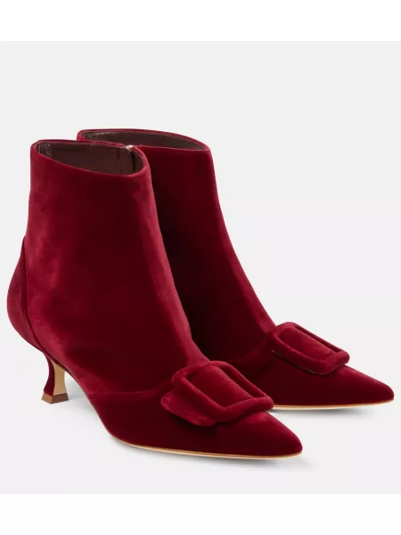 Fløjl ankelstøvler Manolo Blahnik bourgogne