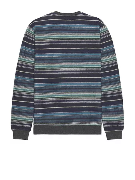 Çizgili polar sweatshirt Marine Layer mavi