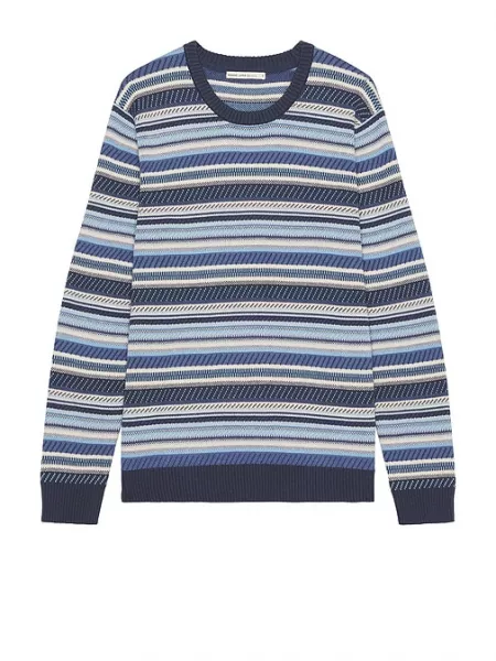 Çizgili bisiklet yaka sweatshirt Marine Layer mavi