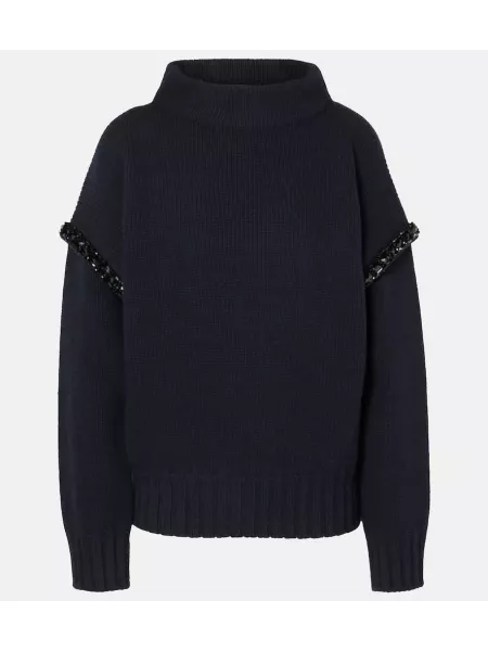 Yün hoodie Max Mara mavi