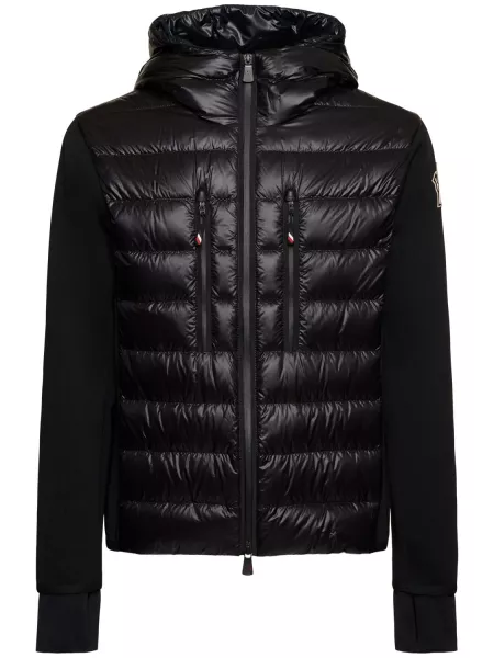 Dun nylon cardigan med glidelås Moncler Grenoble svart