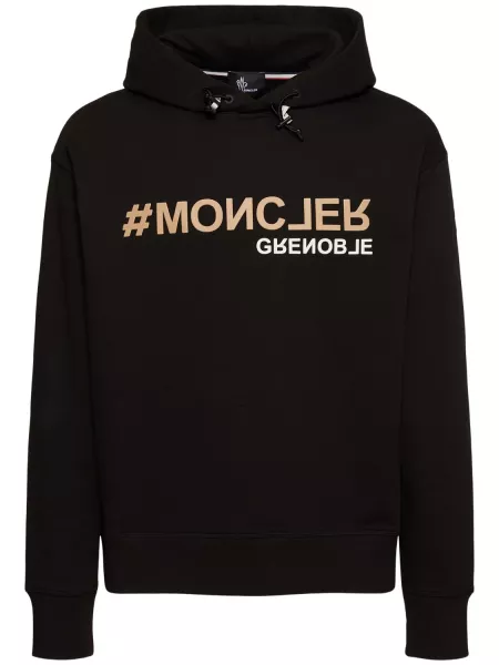 Pamuklu polar sweatshirt Moncler Grenoble siyah