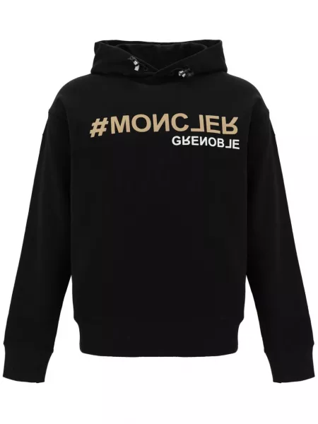 Sweatshirt i bomuld med print Moncler Grenoble sort