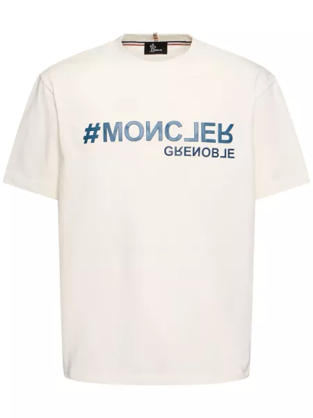 T-shirt i bomull Moncler Grenoble vit