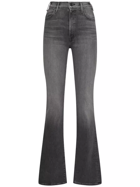 Relaxed fit flare jeans med hög midja med klack Mother grå