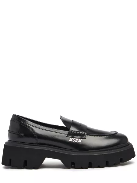 Skinn loafers Msgm svart