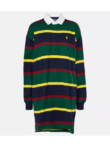 Raidallinen puuvilla puuvillainen mekko Polo Ralph Lauren