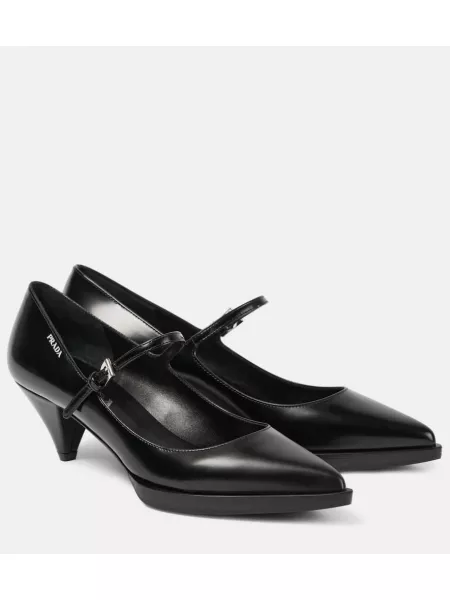 Skinn mary jane pumps Prada svart