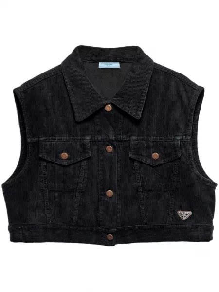 Fløjls denim vest Prada sort