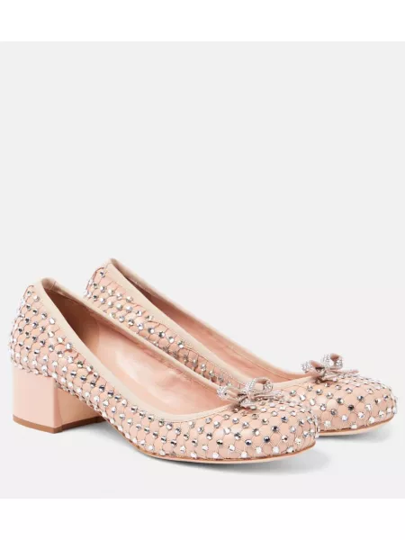 Skinn pumps med rhinestones Rene Caovilla rosa