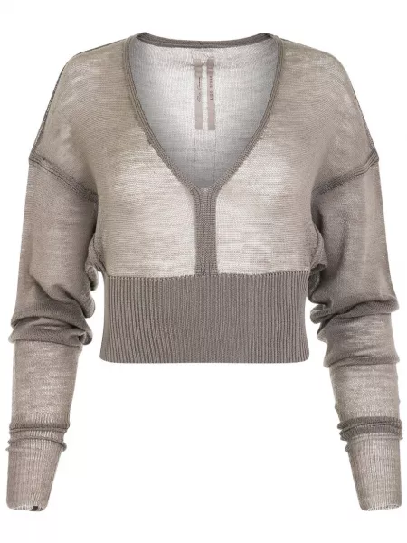 Kort sweater i uld Rick Owens grå