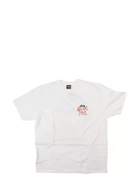 T-shirt med print Stüssy hvid