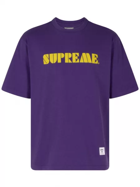 T-shirt med broderier Supreme lilla