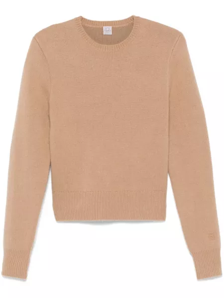 Kort sweater med rundhals Toteme brun