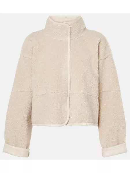 Fløjl cropped jakke i fleece Velvet beige