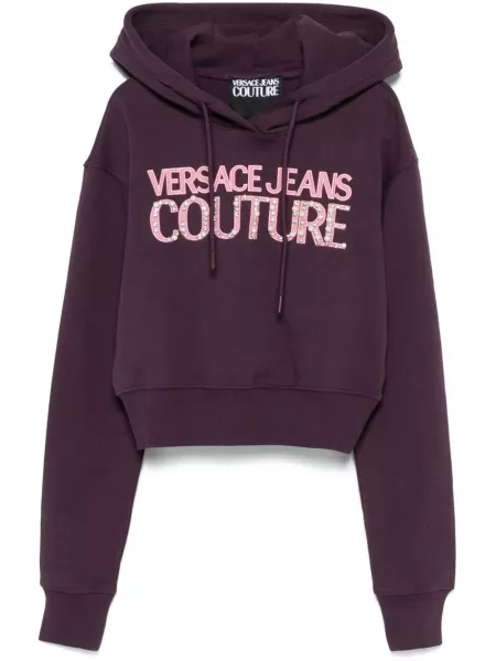 Sweatshirt med broderier Versace Jeans Couture lilla