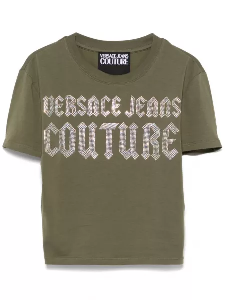 Strassit t-paita Versace Jeans Couture vihreä