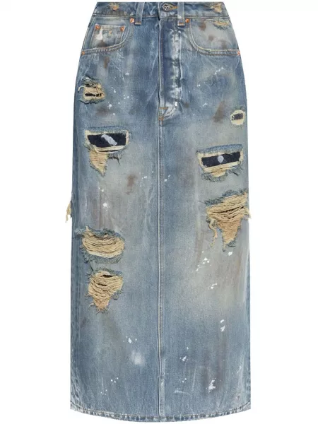 Distressed maxi nederdel Vetements blå