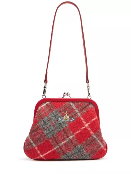 Tweed rutet clutch Vivienne Westwood rød