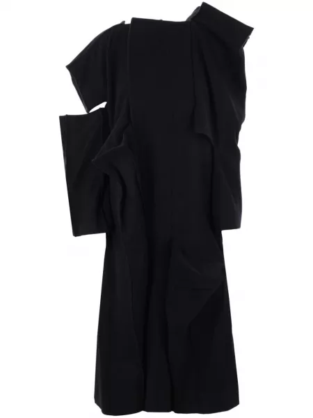 Asymmetrisk uld frakke Yohji Yamamoto sort